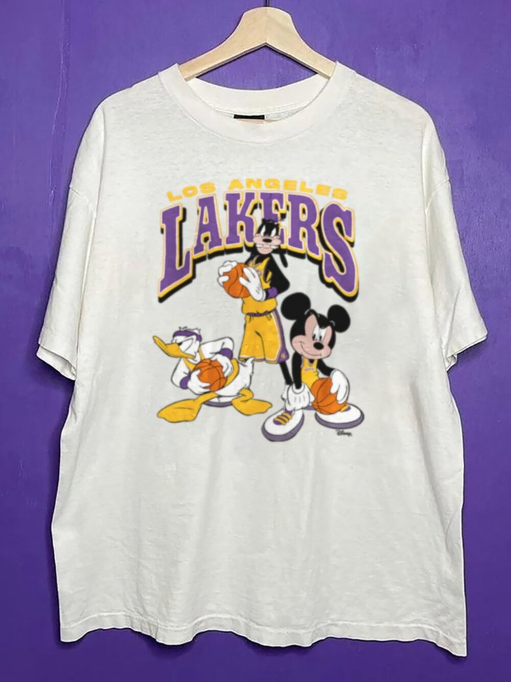 Vintage Los Angeles Lakers Basketball Shirt, Retro LA Lakers Mickey Donald Shirt